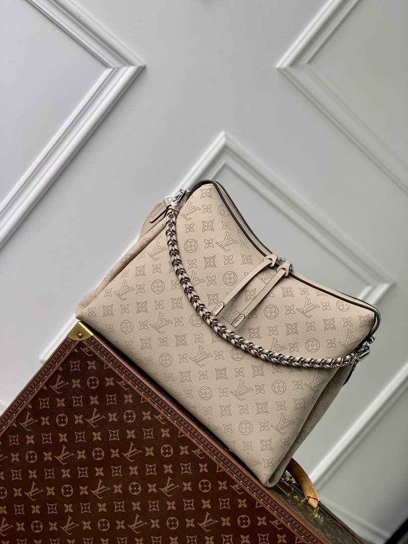 Louis Vuitton Hand It All MM Bag, M24133 Gray Mahina Calfskin