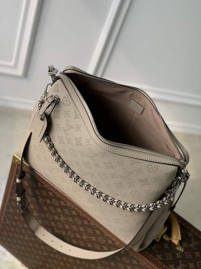 Louis Vuitton Hand It All MM Bag, M24133 Gray Mahina Calfskin
