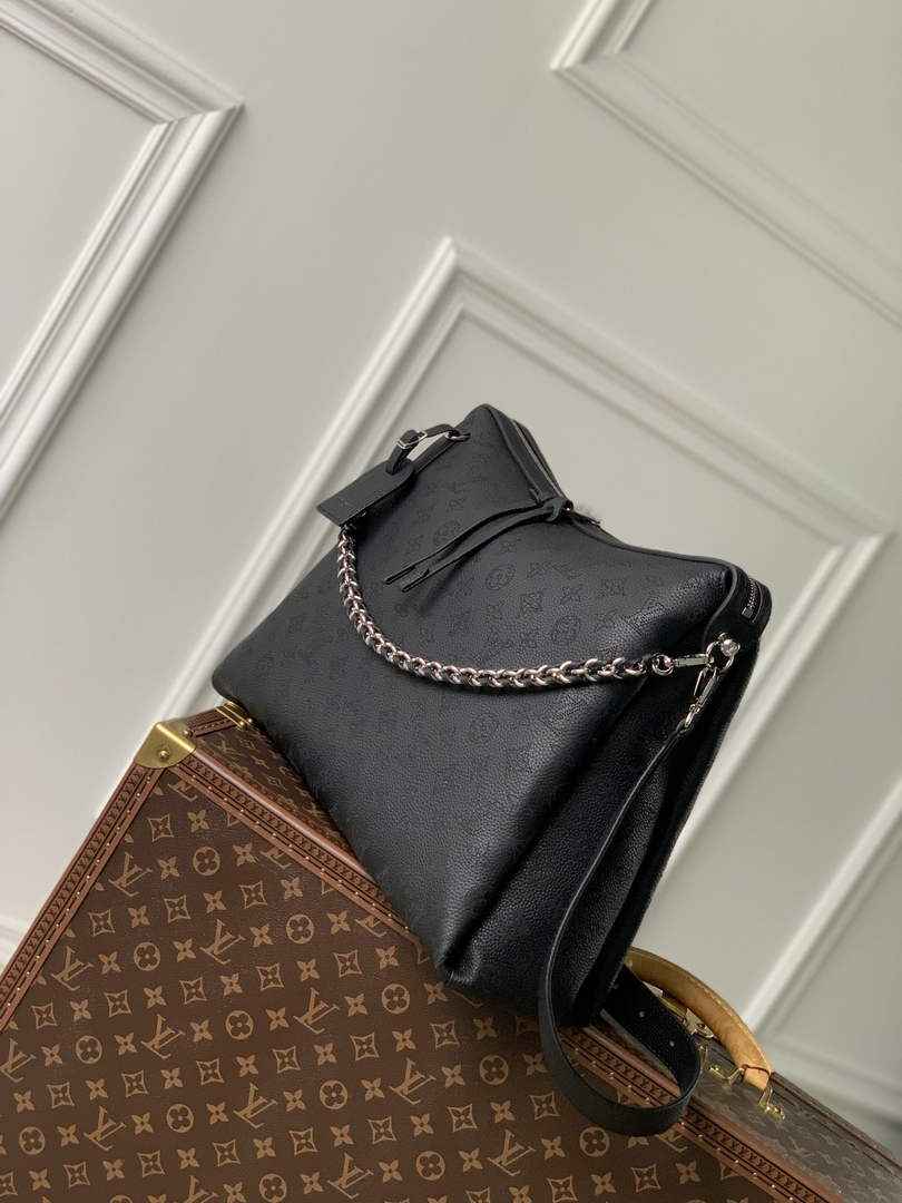 Louis Vuitton Hand It All MM Bag, M24132 Black Mahina Calfskin