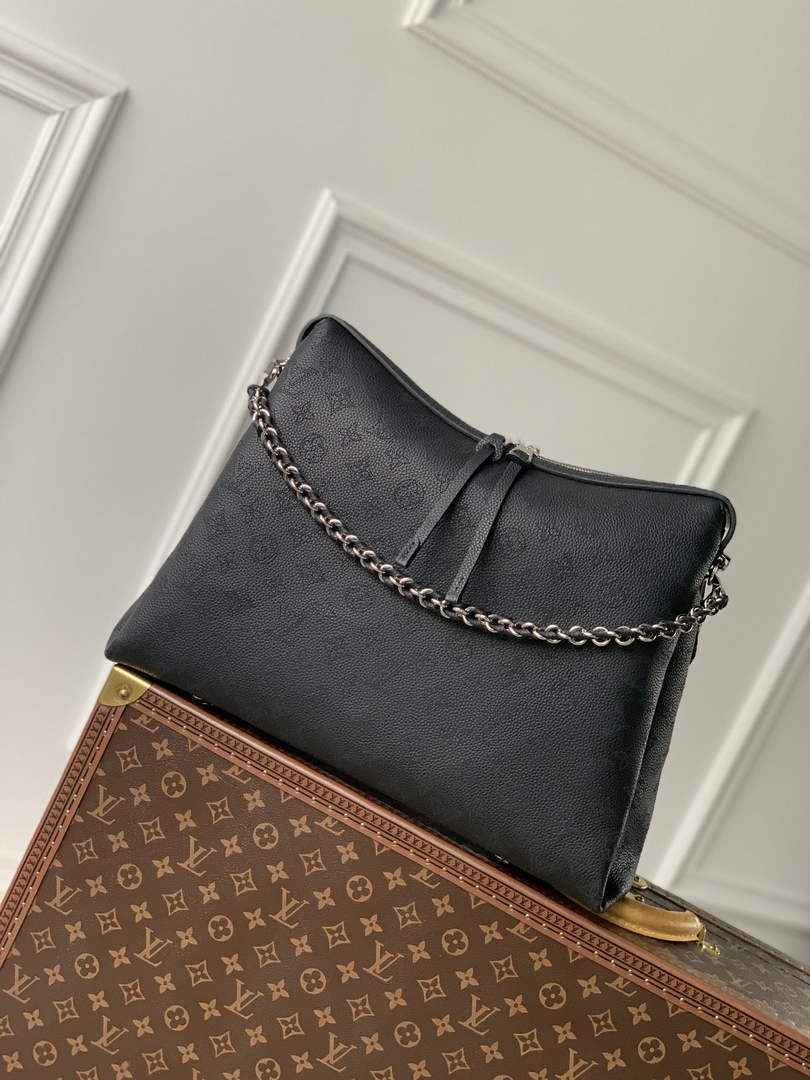 Louis Vuitton Hand It All MM Bag, M24132 Black Mahina Calfskin