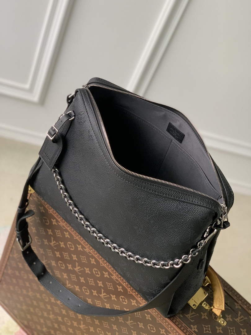Louis Vuitton Hand It All MM Bag, M24132 Black Mahina Calfskin