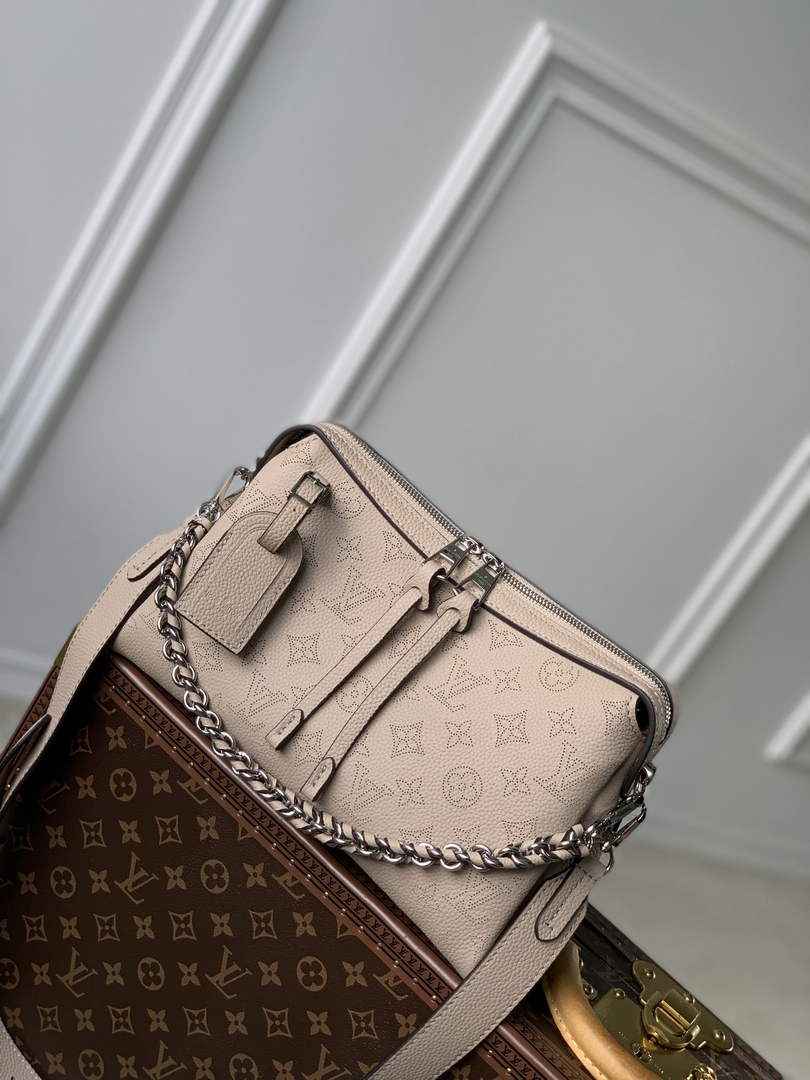 Louis Vuitton Hand It All PM Bag, M24255 Galet Gray Mahina calfskin