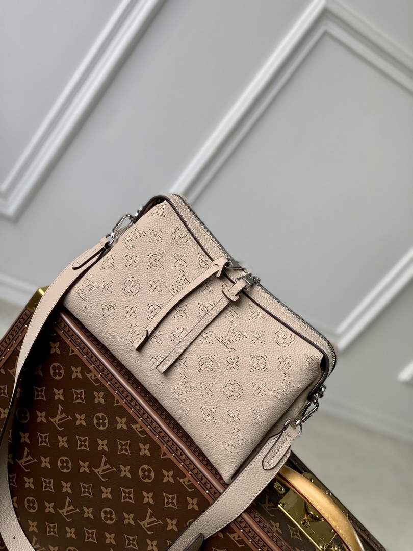Louis Vuitton Hand It All PM Bag, M24255 Galet Gray Mahina calfskin