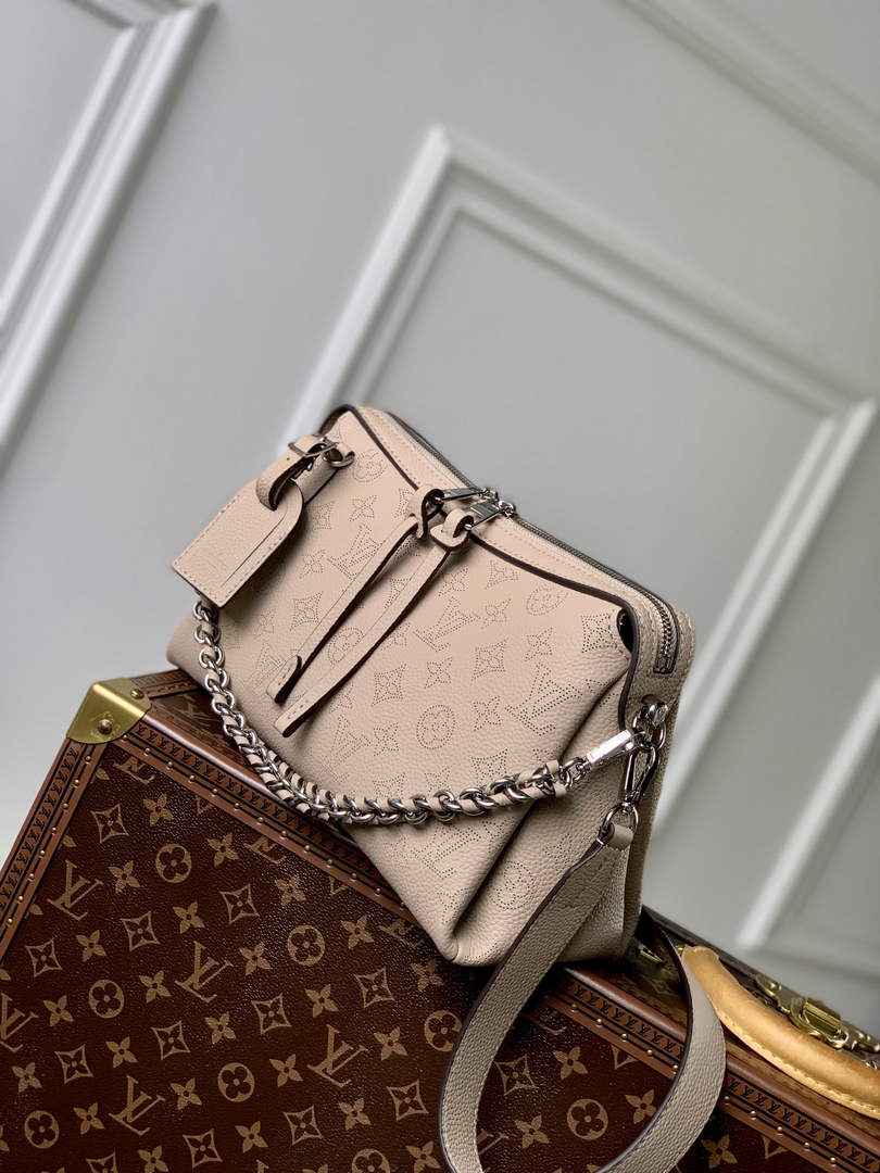 Louis Vuitton Hand It All PM Bag, M24255 Galet Gray Mahina calfskin