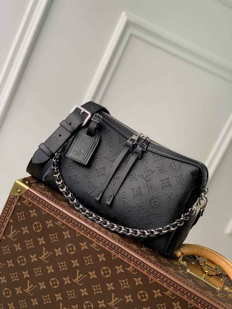 Louis Vuitton Hand It All PM Bag, M28417 Black Mahina calfskin