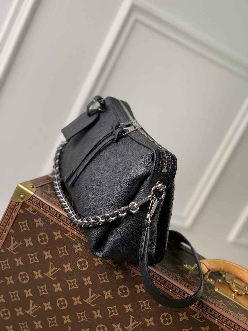 Louis Vuitton Hand It All PM Bag, M28417 Black Mahina calfskin