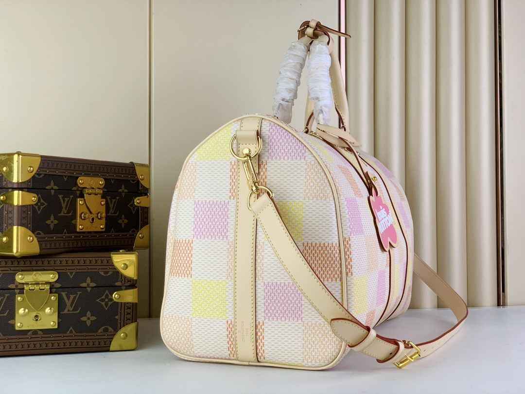 Louis Vuitton Keepall Bandouliere 45 Bag N40713 Peach Canvas