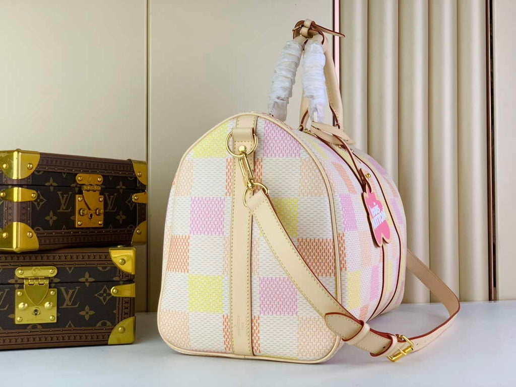 Louis Vuitton Keepall Bandouliere 45 Bag N40713 Peach Canvas