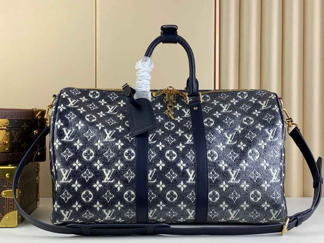 Louis Vuitton Keepall Bandouliere 45 Bag M22923 Blue Monoglam Canvas