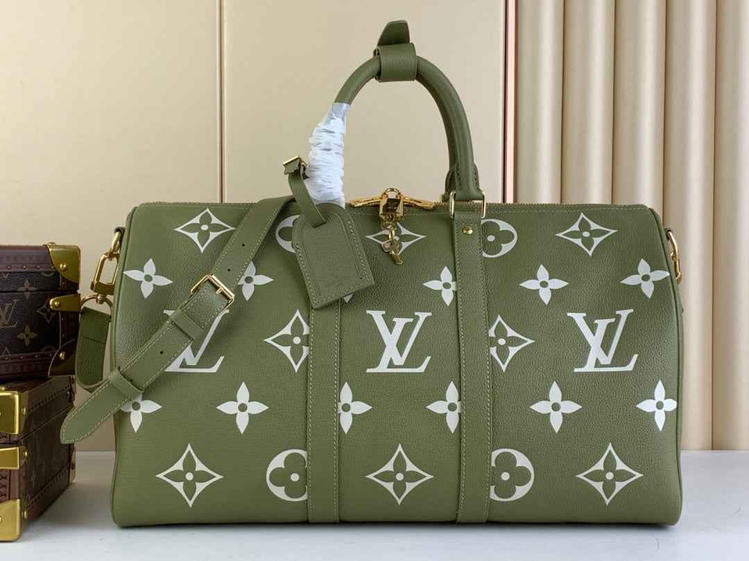 Louis Vuitton Keepall Bandouliere 45 Travel Bag M46671 Green Leather
