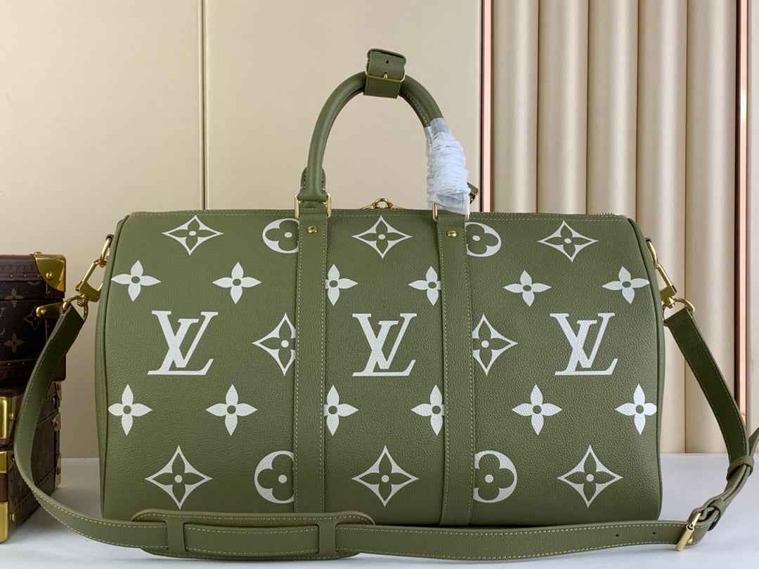 Louis Vuitton Keepall Bandouliere 45 Travel Bag M46671 Green Leather
