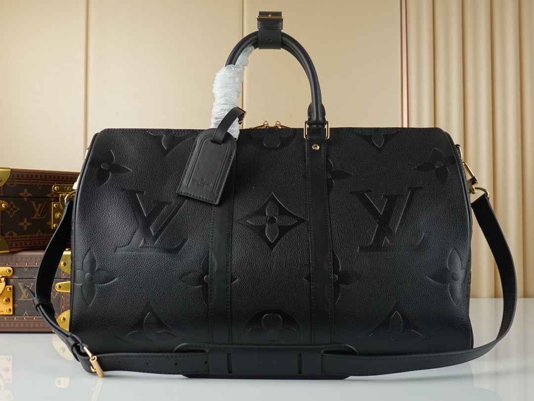 Louis Vuitton Keepall Bandouliere 45 Travel Bag M45532 Black Leather