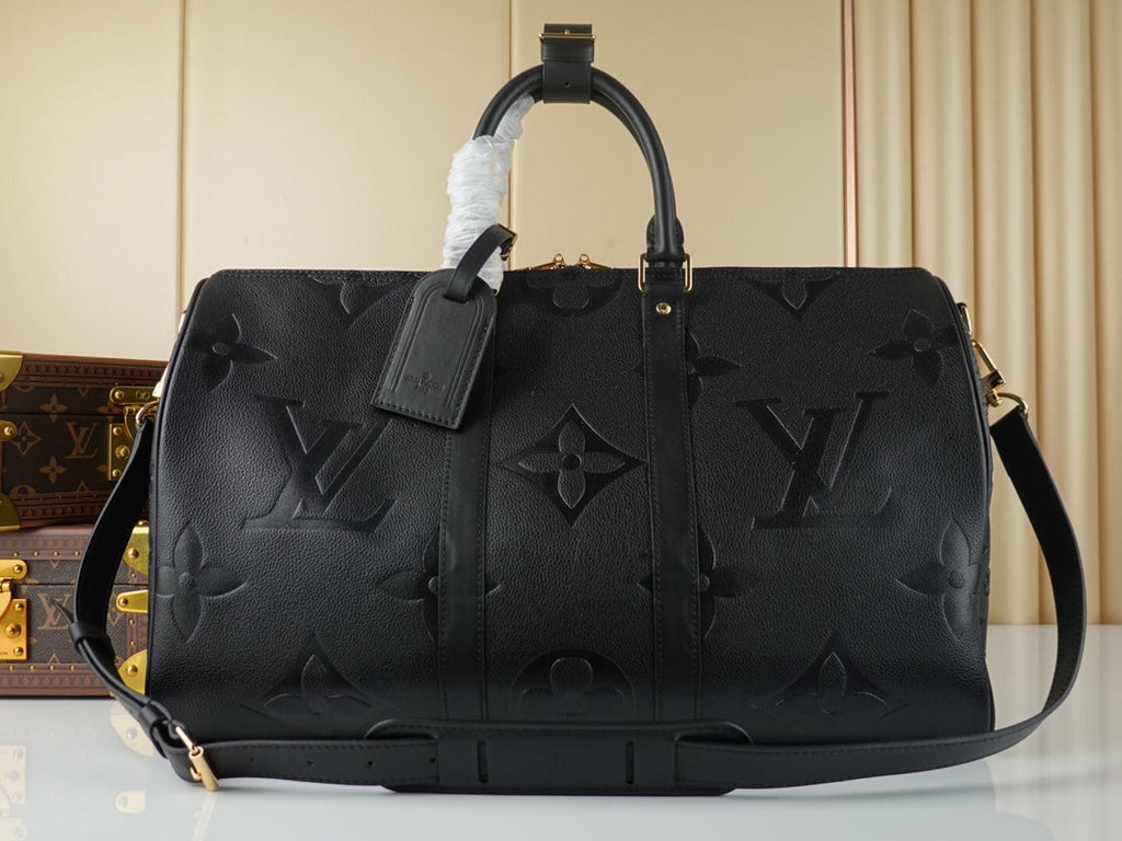 Louis Vuitton Keepall Bandouliere 45 Travel Bag M45532 Black Leather