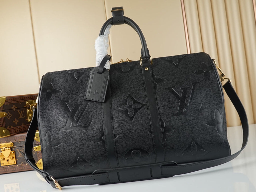 Louis Vuitton Keepall Bandouliere 45 Travel Bag M45532 Black Leather