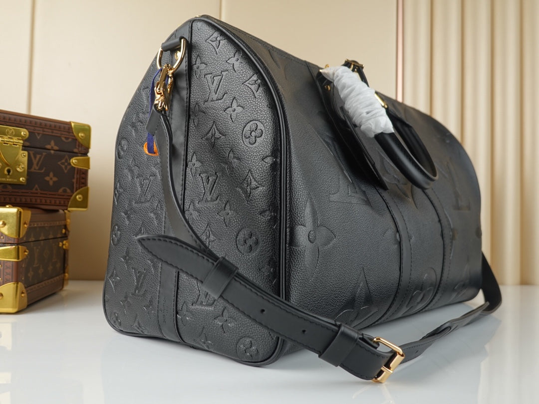 Louis Vuitton Keepall Bandouliere 45 Travel Bag M45532 Black Leather