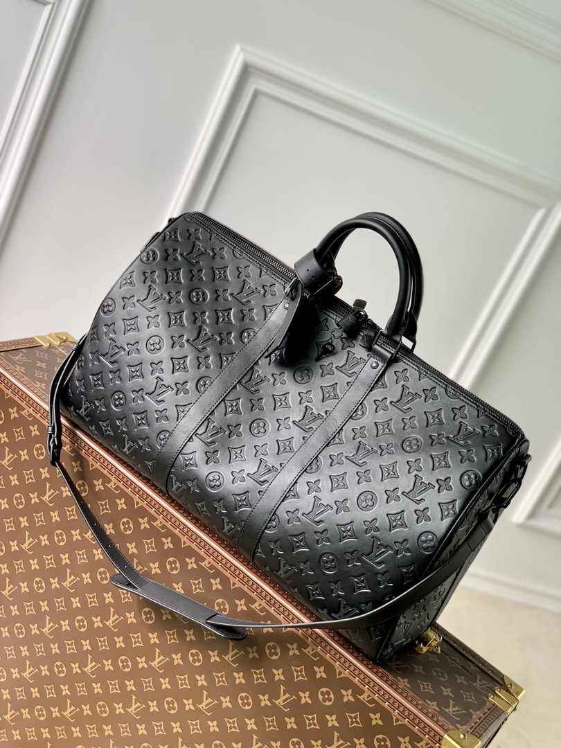 Louis Vuitton Keepall Bandoulière 50 M44810 Black Leather