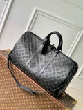 Louis Vuitton Keepall Bandoulière 50 M44810 Black Leather