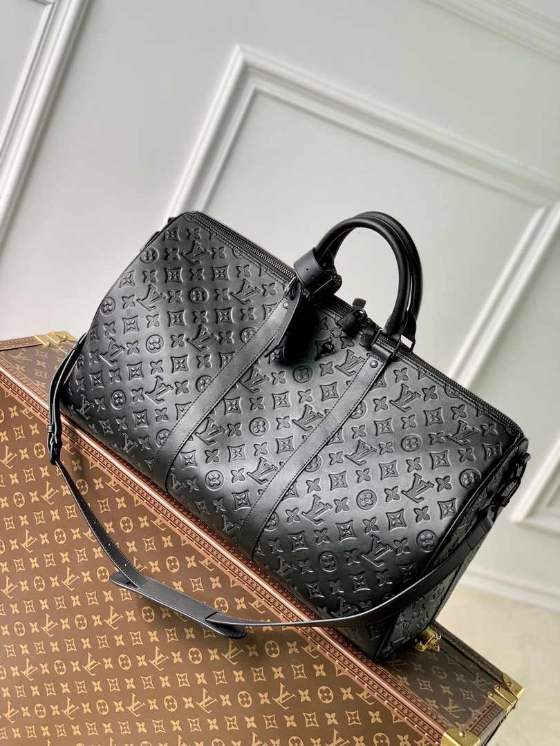 Louis Vuitton Keepall Bandoulière 50 M44810 Black Leather