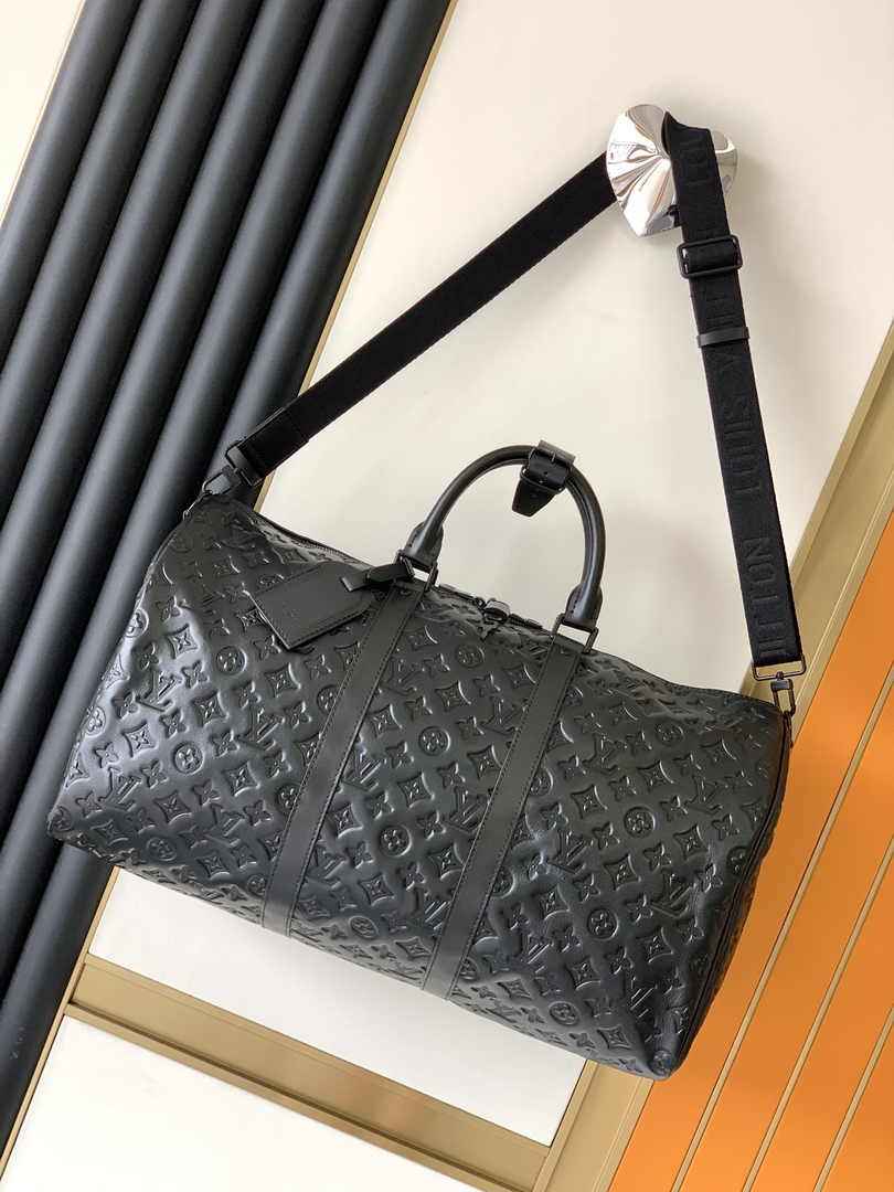Louis Vuitton Keepall Bandoulière 50 M44810 Black Leather