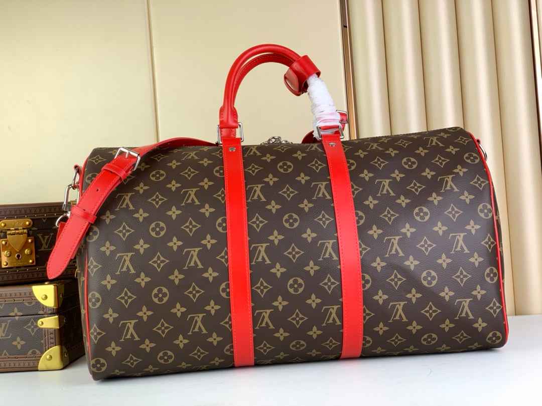 Louis Vuitton Keepall Bandoulière 50 M46769 Monogram Canvas Red