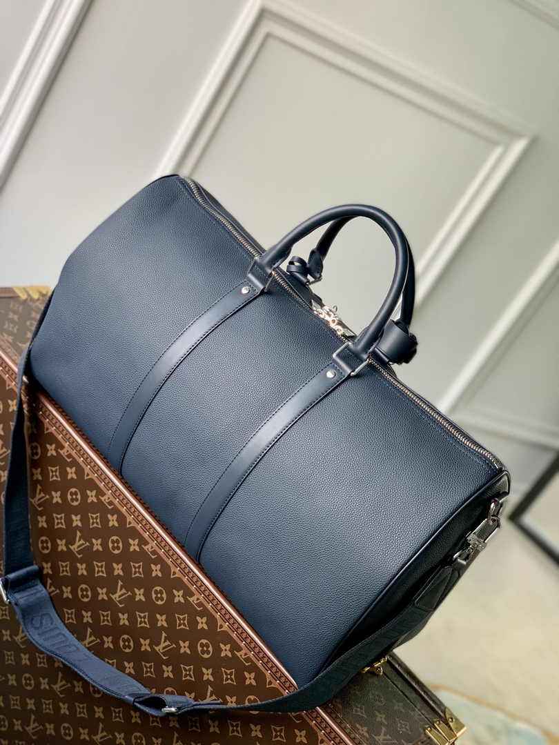 Louis Vuitton Keepall Bandouliere 50 Bag M21420 Navy Blue Leather