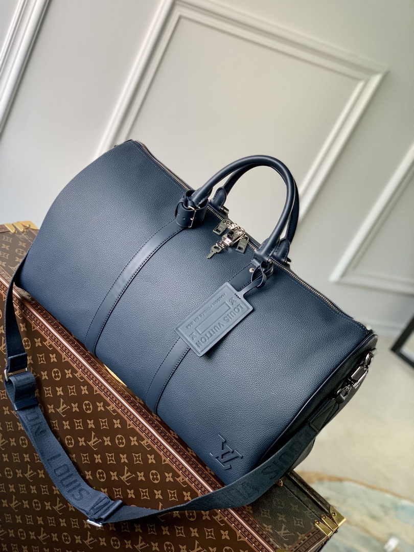 Louis Vuitton Keepall Bandouliere 50 Bag M21420 Navy Blue Leather