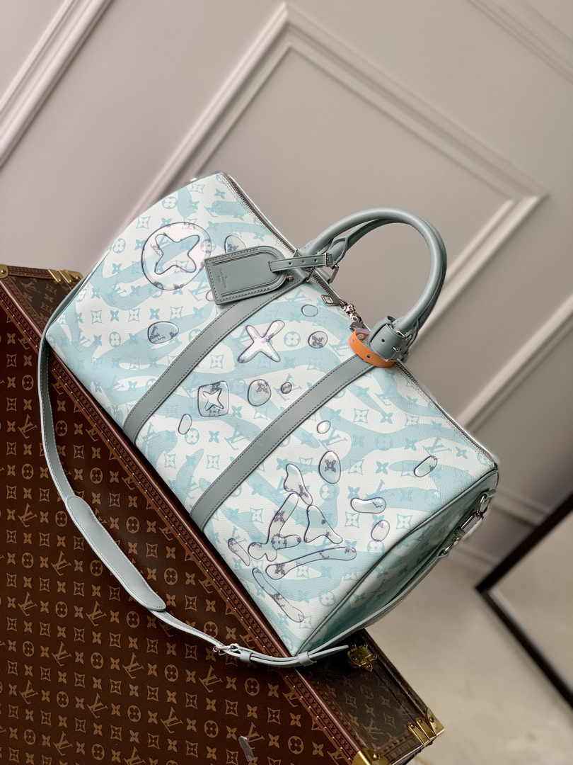 Louis Vuitton Keepall Bandouliere 50 Bag M22570 Crystal Blue Leather