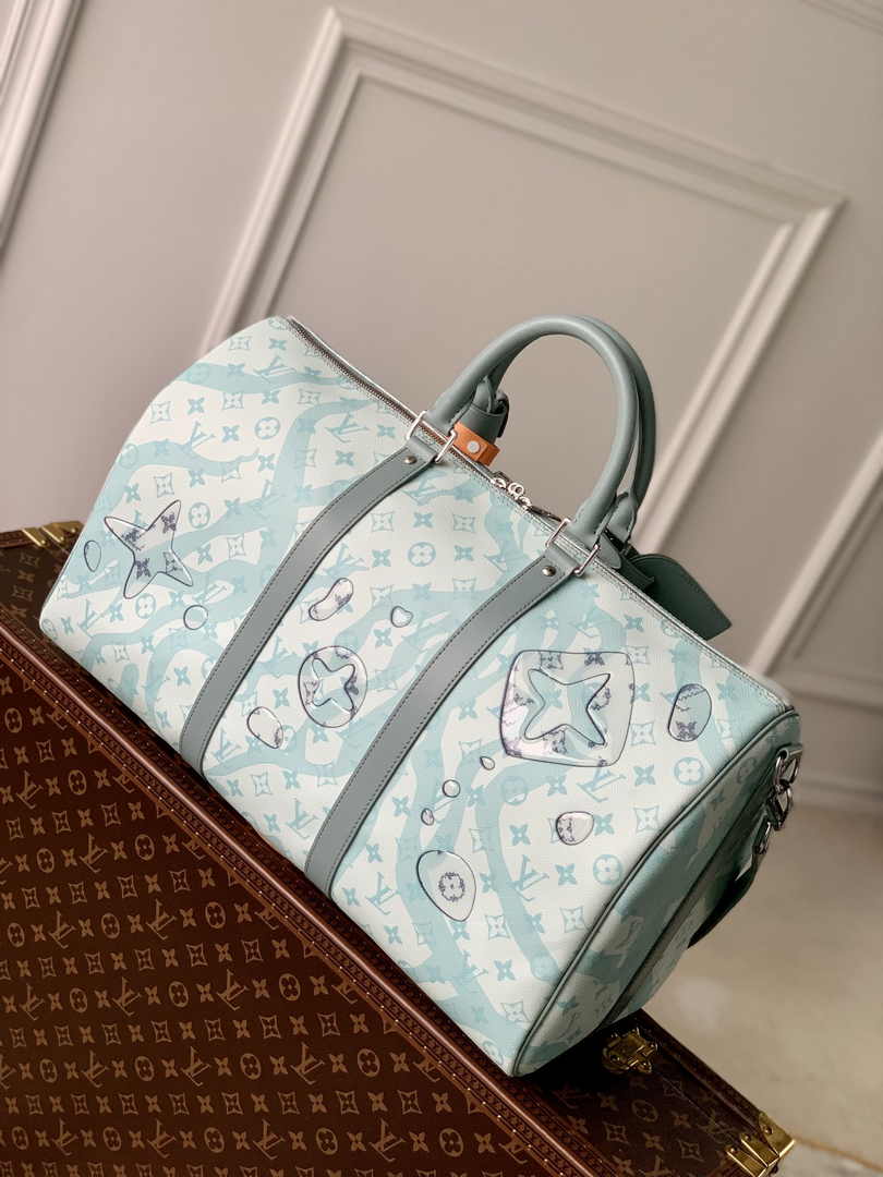 Louis Vuitton Keepall Bandouliere 50 Bag M22570 Crystal Blue Leather