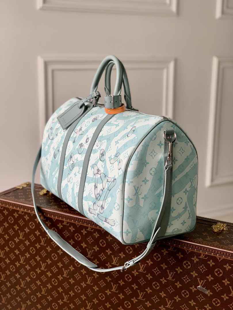 Louis Vuitton Keepall Bandouliere 50 Bag M22570 Crystal Blue Leather