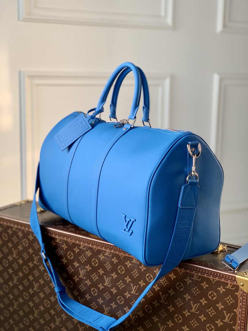 Louis Vuitton Keepall Bandouliere 50 Bag M23727 Blue Leather