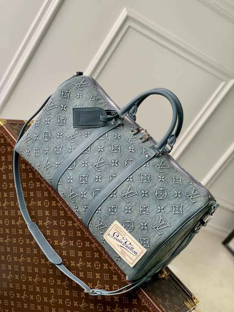 Louis Vuitton Keepall Bandouliere 50 Bag M22532 Monogram Washed Denim