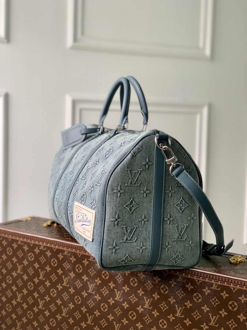 Louis Vuitton Keepall Bandouliere 50 Bag M22532 Monogram Washed Denim