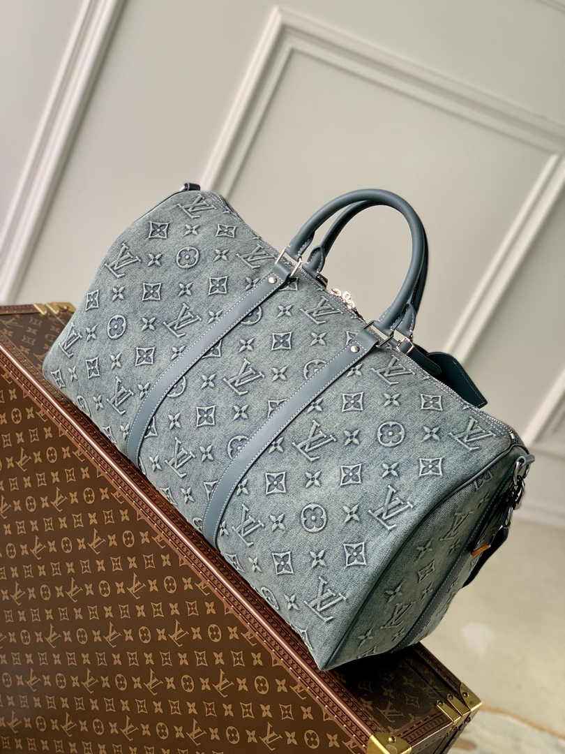 Louis Vuitton Keepall Bandouliere 50 Bag M22532 Monogram Washed Denim