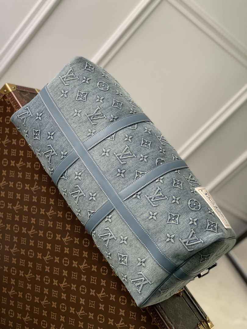 Louis Vuitton Keepall Bandouliere 50 Bag M22532 Monogram Washed Denim