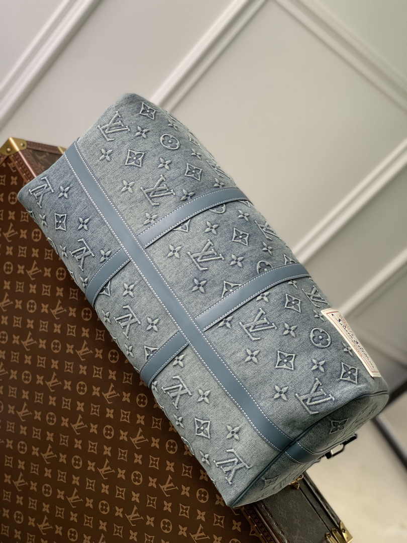 Louis Vuitton Keepall Bandouliere 50 Bag M22532 Monogram Washed Denim