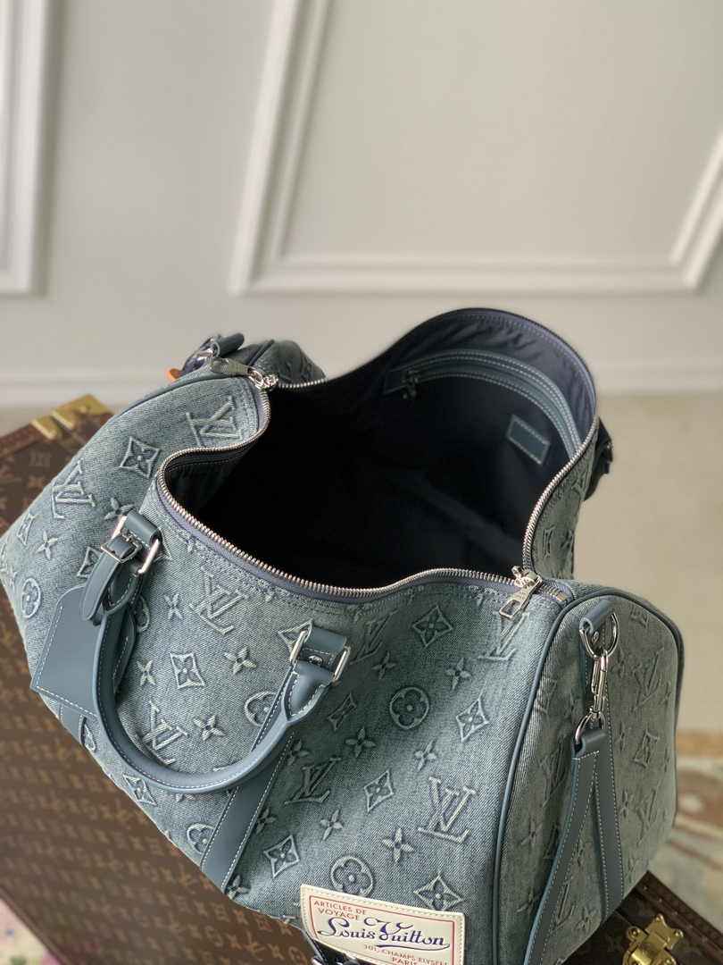 Louis Vuitton Keepall Bandouliere 50 Bag M22532 Monogram Washed Denim