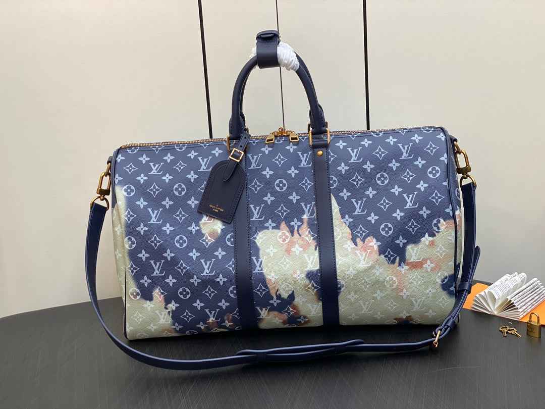 Louis Vuitton Keepall Bandouliere 50 Bag M23773 Monogram Canvas Blue