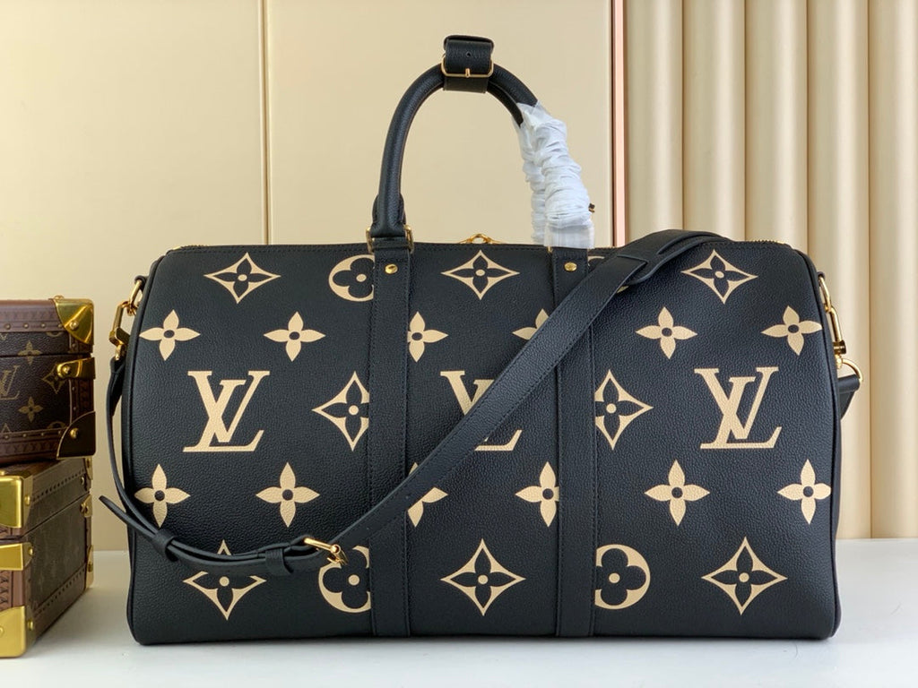 Louis Vuitton Keepall Bandoulière 50 M46670 Black Leather