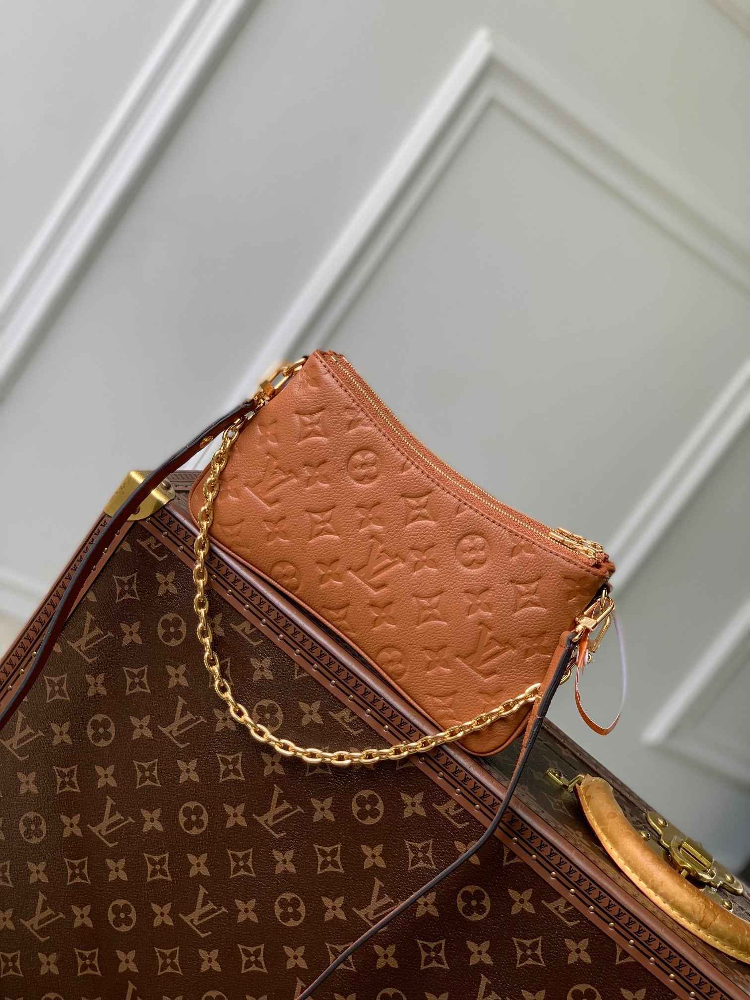 Louis Vuitton Liv Pochette Bag M83301 Brown Leather