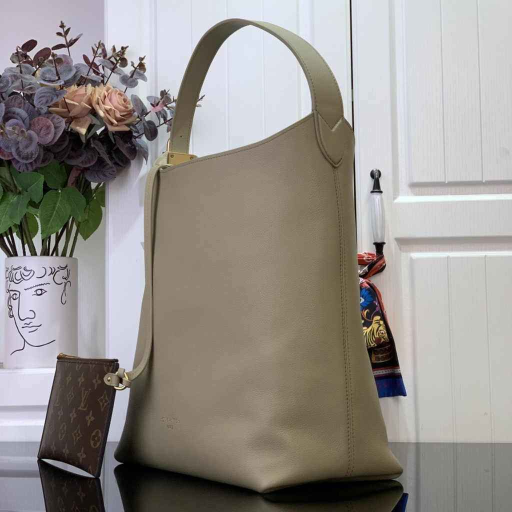 Louis Vuitton Low Key Hobo MM Bag M24988 Khaki Grained calfskin