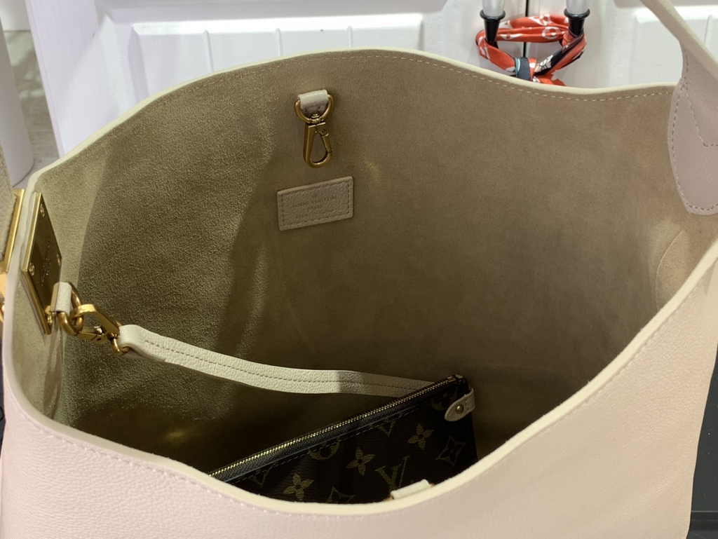 Louis Vuitton Low Key Hobo MM Bag M25022 Beige Grained calfskin