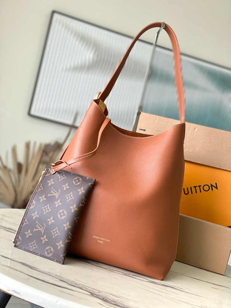 Louis Vuitton Low Key Hobo MM Bag M24974 Beige Grained calfskin