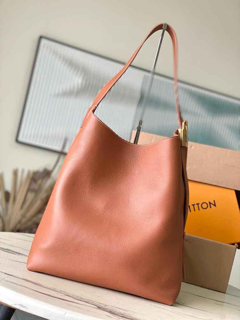 Louis Vuitton Low Key Hobo MM Bag M24974 Beige Grained calfskin