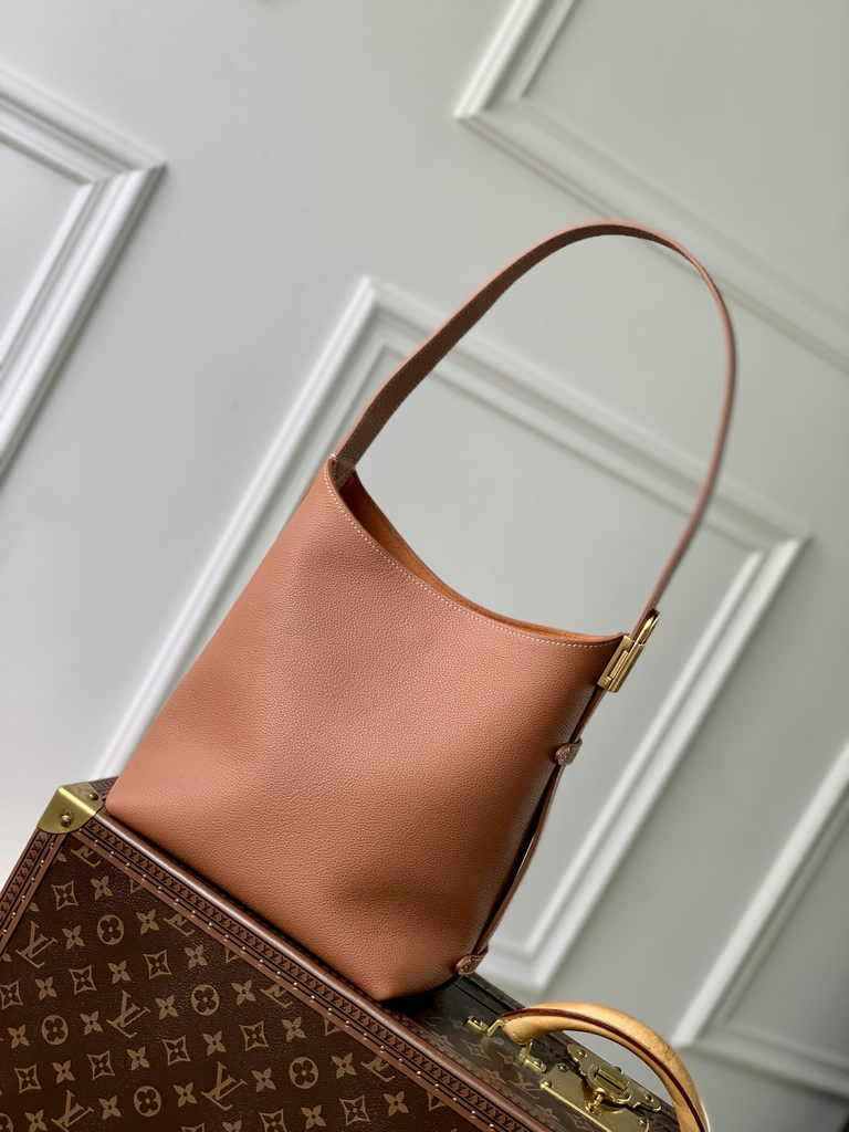 Louis Vuitton Low Key Hobo PM Bag M25354 Brown Grained calfskin