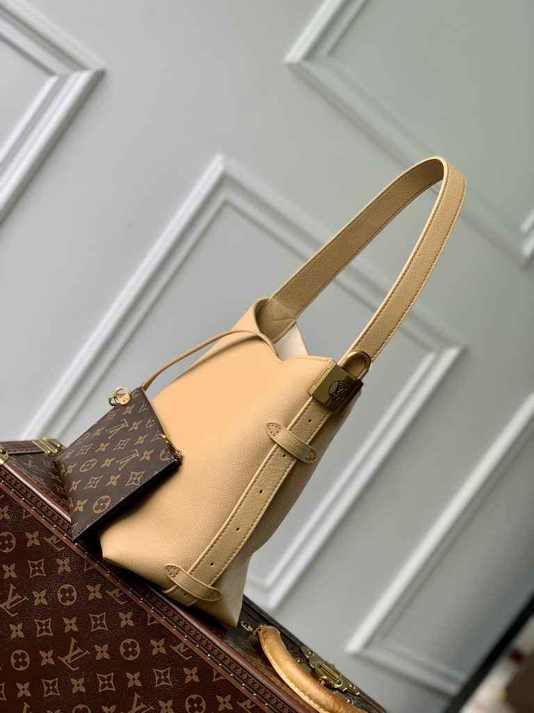 Louis Vuitton Low Key Hobo PM Bag M25354 Apricot Grained calfskin