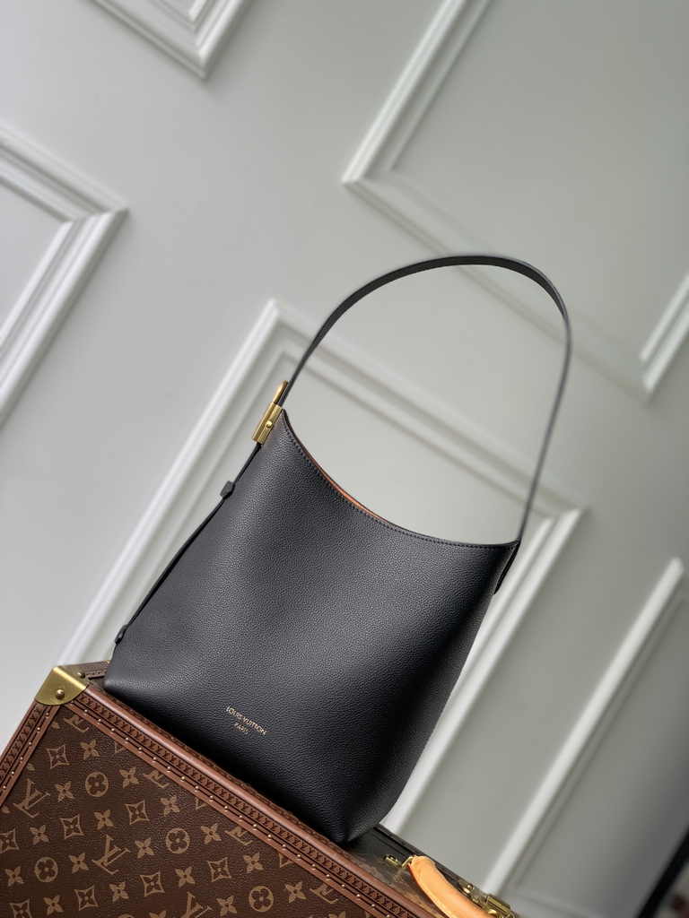 Louis Vuitton Low Key Hobo PM Bag M25352 Black Grained calfskin - Default Title - View 1