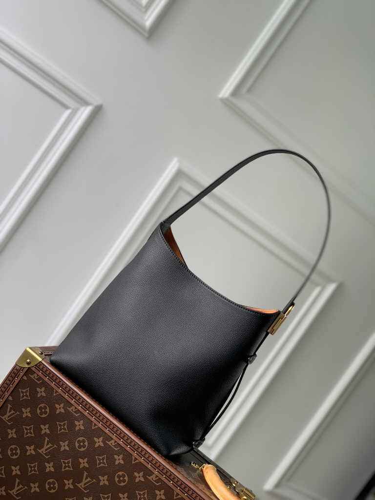 Louis Vuitton Low Key Hobo PM Bag M25352 Black Grained calfskin