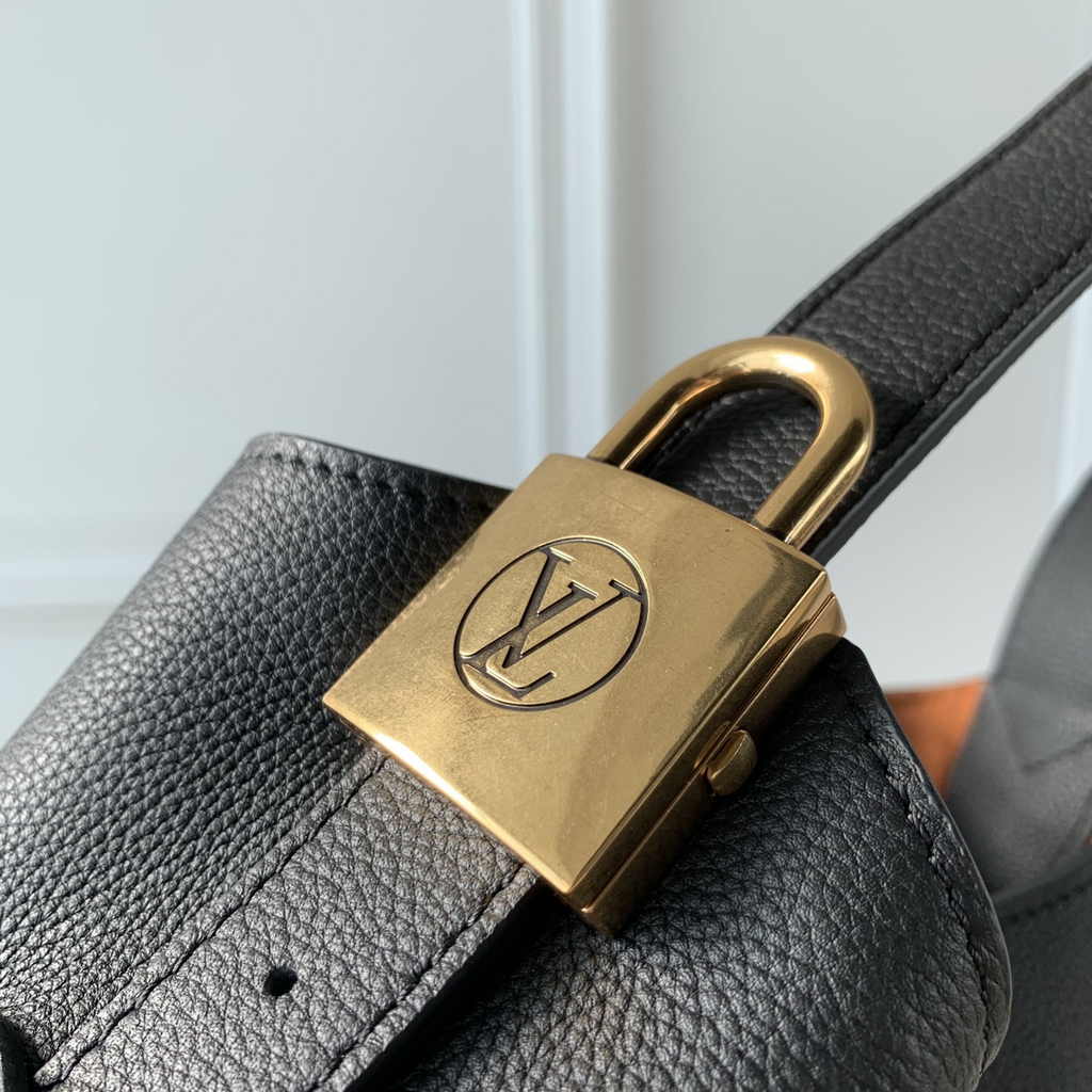 Louis Vuitton Low Key Hobo PM Bag M25352 Black Grained calfskin