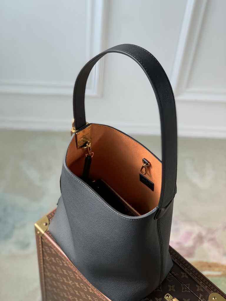 Louis Vuitton Low Key Hobo PM Bag M25352 Black Grained calfskin