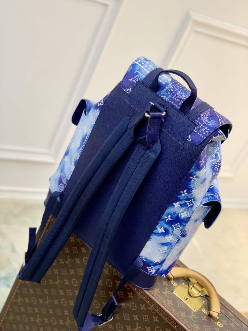 Louis Vuitton LV M20554 Christopher PM Backpack Leather Blue
